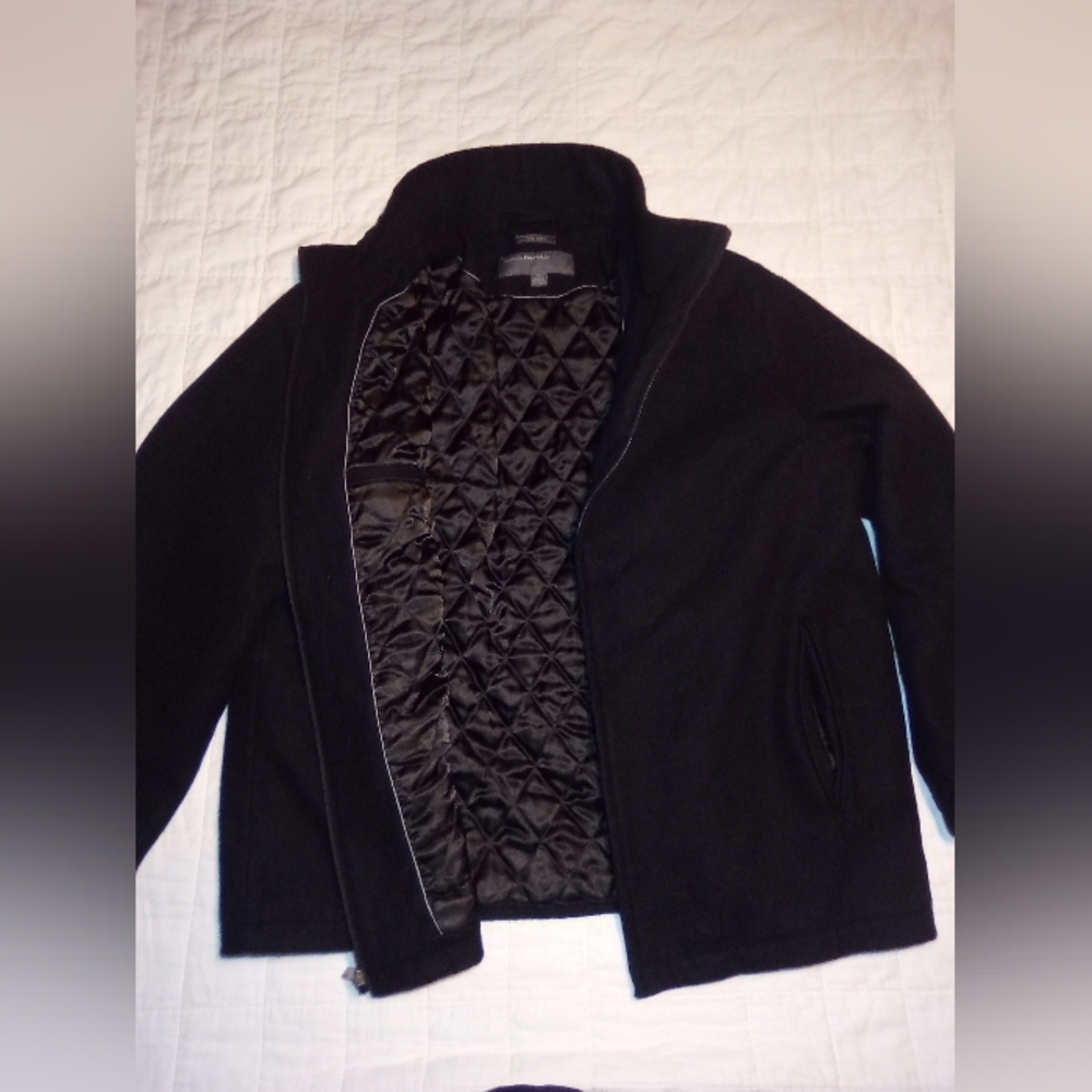 PERRY ELLIS PORTFOLIO, black wool blend coat